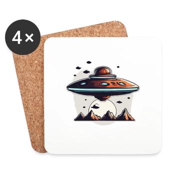 Alien / Raumschiff / Ufo / Area 51 / All / Mars - Untersetzer (4er-Set) - Weiß - Vorne