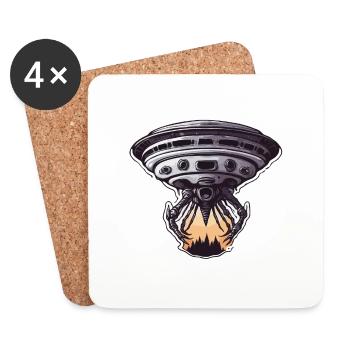 Alien / Spaceship / UFO / Area 51 / All / Mars - Coasters (set of 4) - white - Front