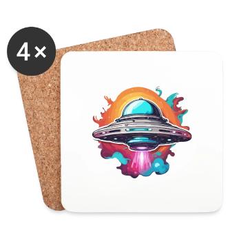 Alien / Spaceship / UFO / Area 51 / All / Mars - Coasters (set of 4) - white - Front
