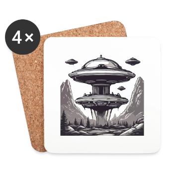 Alien / Spaceship / UFO / Area 51 / All / Mars - Coasters (set of 4) - white - Front