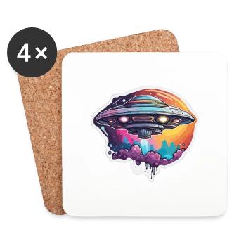 Alien / Spaceship / UFO / Area 51 / All / Mars - Coasters (set of 4) - white - Front