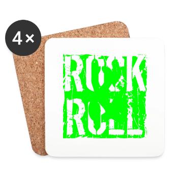 Musik, Retro, Heavy Metal, Hard Rock, Punk, Vinyl, Pop - Untersetzer (4er-Set) - Weiß - Vorne