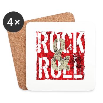 Musique, Rétro, Heavy Metal, Hard Rock, Punk, Vinyle, Pop - Dessous de verre (lot de 4) - blanc - Devant