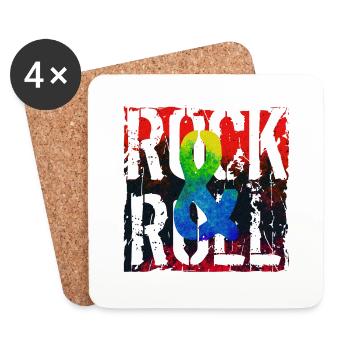 Musique, Rétro, Heavy Metal, Hard Rock, Punk, Vinyle, Pop - Dessous de verre (lot de 4) - blanc - Devant