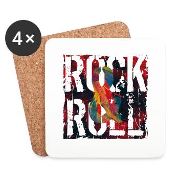 Musique, Rétro, Heavy Metal, Hard Rock, Punk, Vinyle, Pop - Dessous de verre (lot de 4) - blanc - Devant