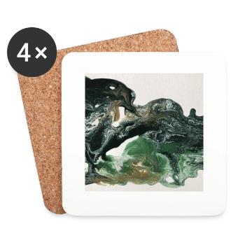 Abstrakte Acrylkunst grün - Untersetzer (4er-Set) - Weiß - Vorne