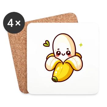 Kleine Banane - Untersetzer (4er-Set) - Weiß - Vorne