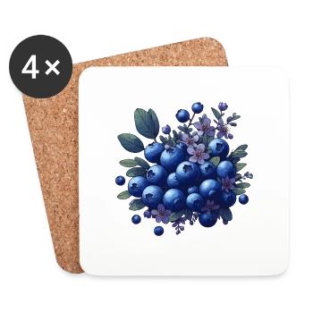 Bouquet von Heidelbeeren - Untersetzer (4er-Set) - Weiß - Vorne