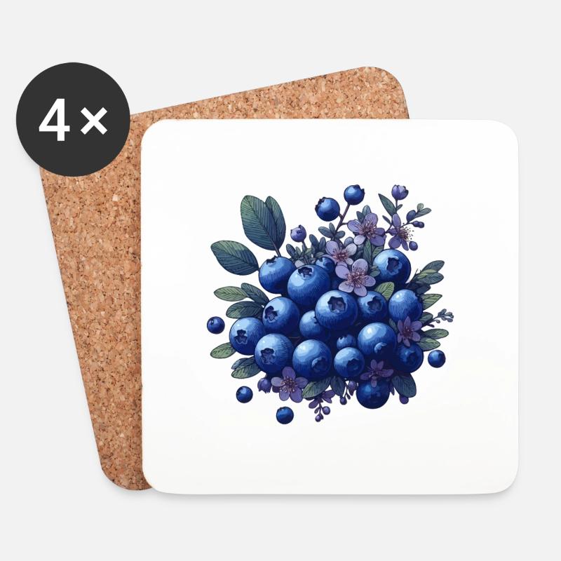 Bouquet von Heidelbeeren - Untersetzer (4er-Set) - Weiß