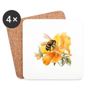 Bee Blossom - Coasters (set of 4) - white - Front