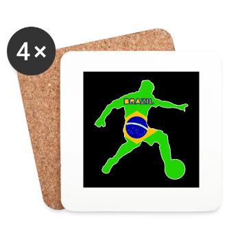 Footballeur brésilien avec le drapeau du Brésil - Dessous de verre (lot de 4) - blanc - Devant