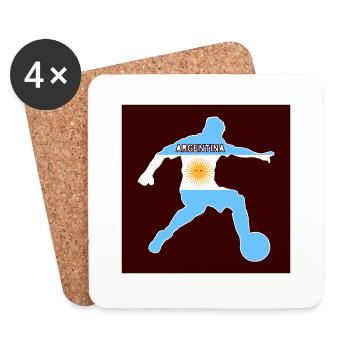 Argentinischer Fußballer mit der argentinischen Flagge - Untersetzer (4er-Set) - Weiß - Vorne