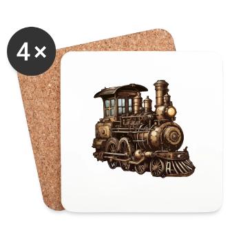 Zug / Lokomotive / Dampflok / Eisenbahn / Lock - Untersetzer (4er-Set) - Weiß - Vorne