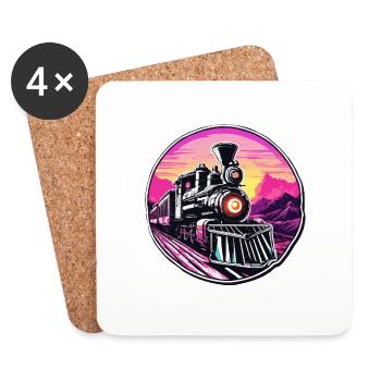 Zug / Lokomotive / Dampflok / Eisenbahn / Lock - Untersetzer (4er-Set) - Weiß - Vorne