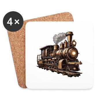 Zug / Lokomotive / Dampflok / Eisenbahn / Lock - Untersetzer (4er-Set) - Weiß - Vorne