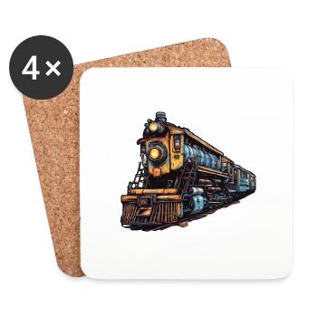 Train / Locomotive / Steam Locomotive / Railway / Lock - Coasters (set of 4) - white - Front