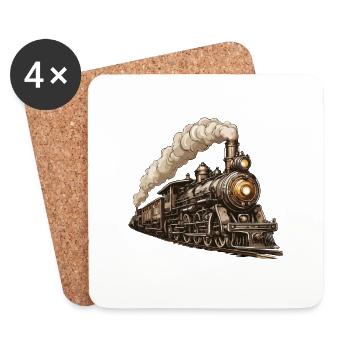 Zug / Lokomotive / Dampflok / Eisenbahn / Lock - Untersetzer (4er-Set) - Weiß - Vorne