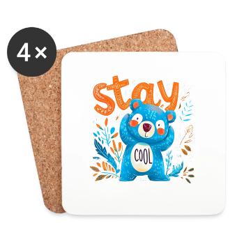 Stay Cool cute casual bear to cuddle - Coasters (set of 4) - white - Front