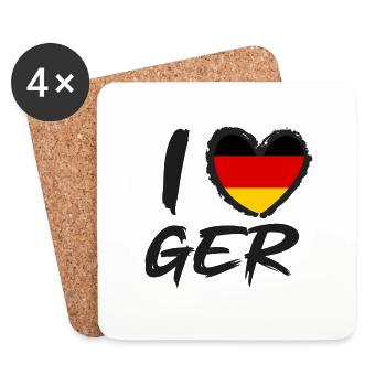I Love Germany Deutschlandflagge Herz - Untersetzer (4er-Set) - Weiß - Vorne