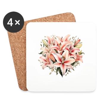 Lily Bouquet - Coasters (set of 4) - white - Front