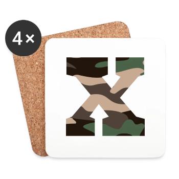 lettre X camouflage militaire-idée cadeau - Dessous de verre (lot de 4) - blanc - Devant