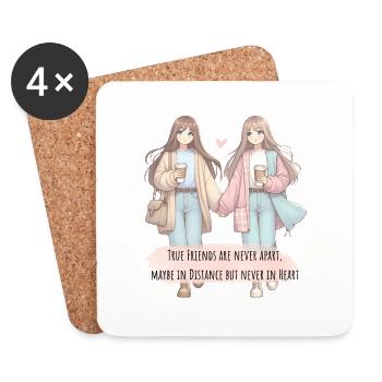 Forever Bonded : Meilleurs amis et café - Dessous de verre (lot de 4) - blanc - Devant