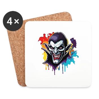 Vampire / Dracula / Suceur de sang / Halloween / Mythe - Dessous de verre (lot de 4) - blanc - Devant
