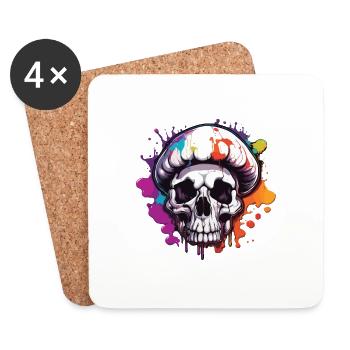 Mushroom / Mushroom / Meadow / Forest / Goa / Psy - Coasters (set of 4) - white - Front