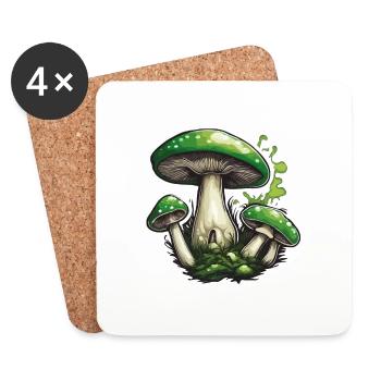Mushroom / Mushroom / Meadow / Forest / Goa / Psy - Coasters (set of 4) - white - Front