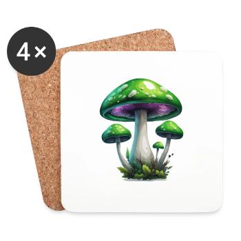 Mushroom / Mushroom / Meadow / Forest / Goa / Psy - Coasters (set of 4) - white - Front