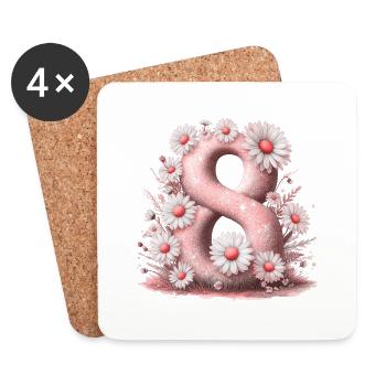 N ° 8 eit numérique fond numéro vecteur signe tal - Dessous de verre (lot de 4) - blanc - Devant