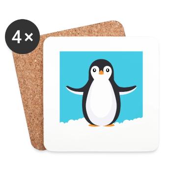 Pingouin de dessin animé - Dessous de verre (lot de 4) - blanc - Devant