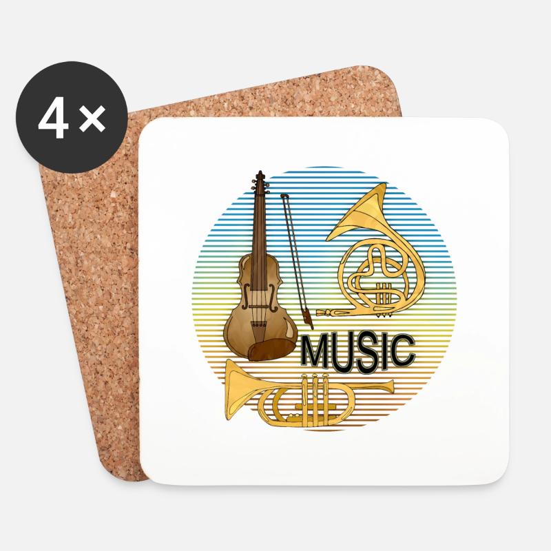 Musikinstrumente - Untersetzer (4er-Set) - Weiß