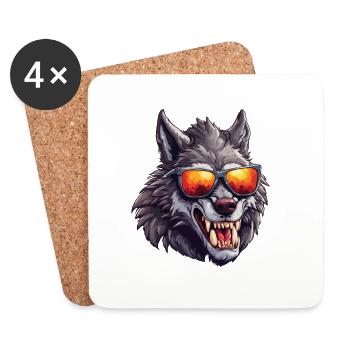 Loup-garou / Pleine lune / Créature / Transformation / Malédiction - Dessous de verre (lot de 4) - blanc - Devant