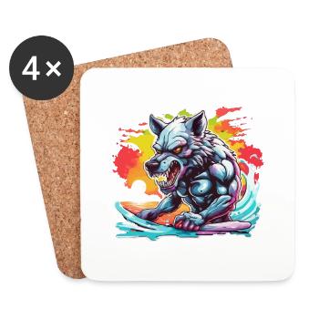 Werewolf / Full Moon / Creature / Transformation / Curse - Coasters (set of 4) - white - Front