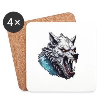 Loup-garou / Pleine lune / Créature / Transformation / Malédiction - Dessous de verre (lot de 4) - blanc - Devant