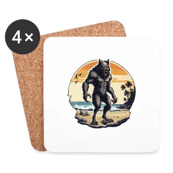 Werewolf / Full Moon / Creature / Transformation / Curse - Coasters (set of 4) - white - Front
