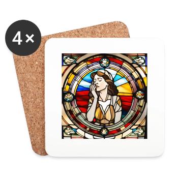 Dame - Dessous de verre (lot de 4) - blanc - Devant
