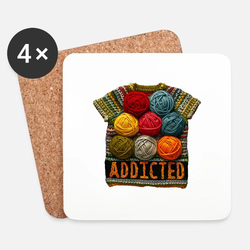 Süchtig nach Häkeln - Untersetzer (4er-Set) - Weiß