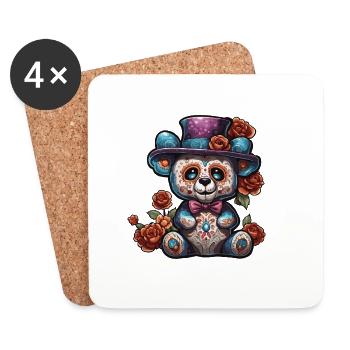Ours en peluche / Peluche / Animal en peluche / Idée cadeau - Dessous de verre (lot de 4) - blanc - Devant