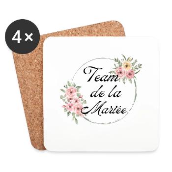 The bride's team pink flower-matching tshirt - Coasters (set of 4) - white - Front