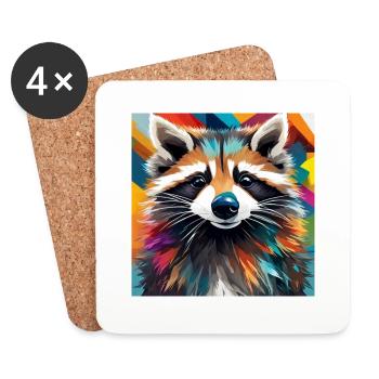 Waschbär - Untersetzer (4er-Set) - Weiß - Vorne