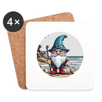 Gartenzwerg / Märchenland / Kobold / Gnom / Logo - Untersetzer (4er-Set) - Weiß - Vorne