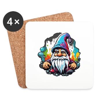 Gartenzwerg / Märchenland / Kobold / Gnom / Logo - Untersetzer (4er-Set) - Weiß - Vorne