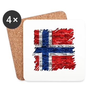 Norvège Norvège Drapeau Scandinavie Norden Tor Viking - Dessous de verre (lot de 4) - blanc - Devant