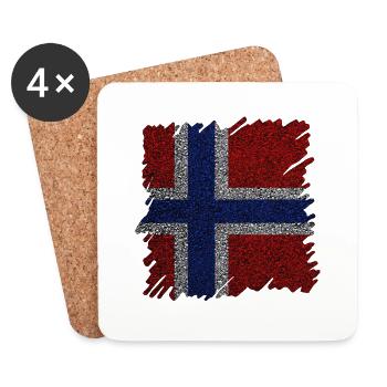 Norvège Norvège Drapeau Scandinavie Norden Tor Viking - Dessous de verre (lot de 4) - blanc - Devant
