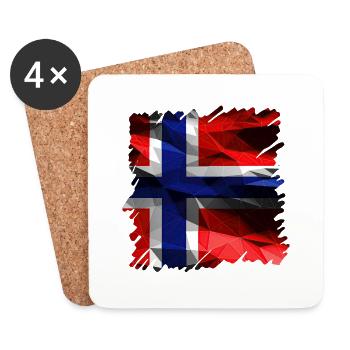 Norvège Norvège Drapeau Scandinavie Norden Tor Viking - Dessous de verre (lot de 4) - blanc - Devant