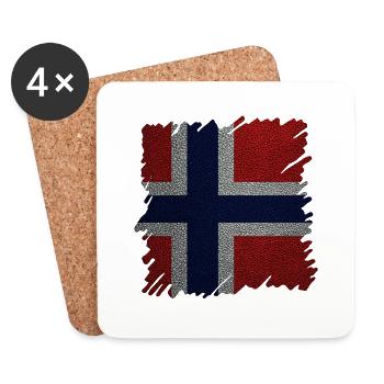 Norvège Norvège Drapeau Scandinavie Norden Tor Viking - Dessous de verre (lot de 4) - blanc - Devant