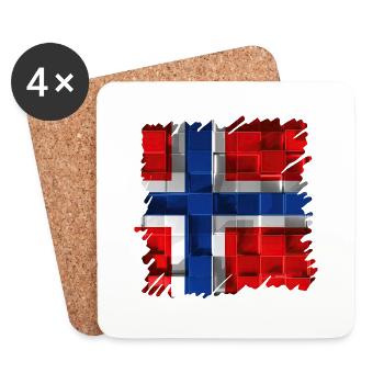 Norvège Norvège Drapeau Scandinavie Norden Tor Viking - Dessous de verre (lot de 4) - blanc - Devant