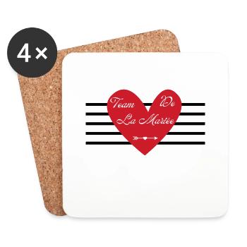 The bride's team with red heart-matching tshirt - Coasters (set of 4) - white - Front